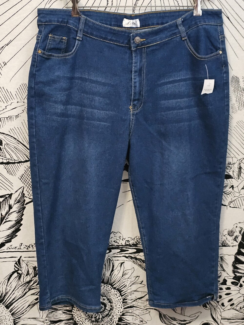Just Be 3X Stretch Crop Denim Capris 5 Pocket Md Wash NEW W/ TAGS